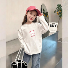 批发纯棉女童长袖T恤春<b class='q'>秋</b>新款韩版儿童洋气宝宝时髦百搭上衣