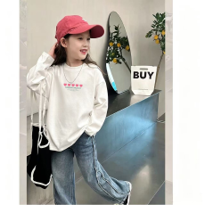 批发纯棉女童长袖T恤春<b class='q'>秋</b>新款韩版儿童洋气宝宝时髦百搭上衣