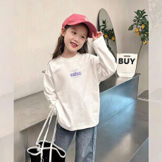批发纯棉女童长袖T恤春<b class='q'>秋</b>新款韩版儿童洋气宝宝时髦百搭上衣