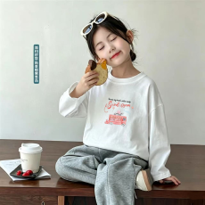 批发纯棉女童长袖T恤春<b class='q'>秋</b>新款韩版儿童洋气宝宝时髦百搭上衣