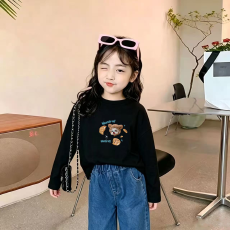 批发纯棉女童长袖T恤春<b class='q'>秋</b>新款韩版儿童洋气宝宝时髦百搭上衣