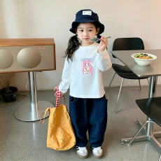 批发纯棉女童长袖T恤春<b class='q'>秋</b>新款韩版儿童洋气宝宝时髦百搭上衣