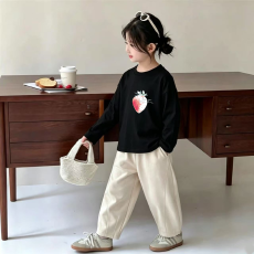批发纯棉女童<b class='q'>长袖</b><b class='q'>T</b><b class='q'>恤</b>春秋新款韩版儿童洋气<b class='q'>宝宝</b>时髦百搭上衣