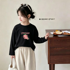 批发纯棉女童<b class='q'>长袖</b><b class='q'>T</b><b class='q'>恤</b>春秋新款韩版儿童洋气<b class='q'>宝宝</b>时髦百搭上衣