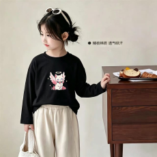批发纯棉女童<b class='q'>长袖</b><b class='q'>T</b><b class='q'>恤</b>春秋新款韩版儿童洋气<b class='q'>宝宝</b>时髦百搭上衣