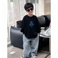 批发纯棉 带螺纹袖口男童长袖T恤春<b class='q'>秋</b>装新款儿童时尚圆领百搭t恤