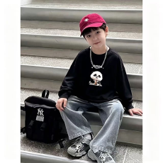 批发纯棉 带螺纹袖口男童长袖T恤春<b class='q'>秋</b>装新款儿童时尚圆领百搭t恤