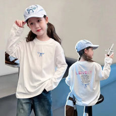 批发纯棉女童<b class='q'>长袖</b><b class='q'>T</b><b class='q'>恤</b>春秋新款韩版儿童洋气<b class='q'>宝宝</b>时髦百搭上衣