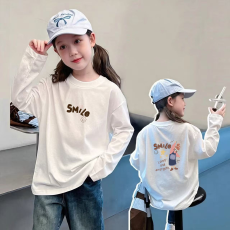 批发纯棉女童<b class='q'>长袖</b><b class='q'>T</b><b class='q'>恤</b>春秋新款韩版儿童洋气<b class='q'>宝宝</b>时髦百搭上衣