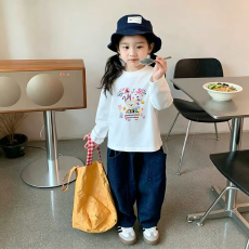 纯棉女童长袖T恤春秋新款韩版儿童洋气宝宝时髦百搭上衣