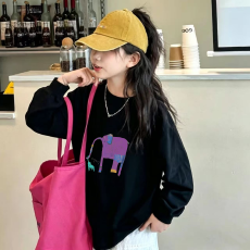 批发纯棉 带螺纹袖口<b class='q'>女童</b>长<b class='q'>袖</b>T恤新款儿童洋气圆领百搭t恤
