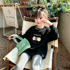 批发纯棉 带螺纹袖口<b class='q'>女童</b>长<b class='q'>袖</b>T恤新款儿童洋气圆领百搭t恤