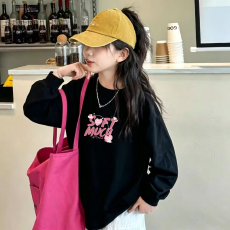 批发纯棉 带螺纹袖口<b class='q'>女童</b>长<b class='q'>袖</b>T恤新款儿童洋气圆领百搭t恤