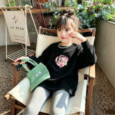 批发纯棉 带螺纹袖口<b class='q'>女童</b>长<b class='q'>袖</b>T恤新款儿童洋气圆领百搭t恤