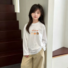 纯棉女童长袖T恤春秋新款韩版儿童洋气宝宝时髦百搭上衣