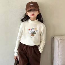 批发儿童半高领德绒打底衫秋冬内搭女童装长袖T恤秋冬百搭洋气上衣