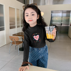 批发儿童半高领德绒打底衫秋冬内搭女童装长袖T恤秋冬百搭洋气上衣