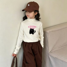 批发儿童半高领德绒打底衫秋冬内搭女童装长袖T恤秋冬百搭洋气上衣