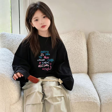 批发纯棉女童长袖T恤春秋新款韩版儿童洋气休闲时髦百搭上衣
