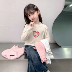 批发儿童半高领德绒打底衫秋冬内搭女童装长袖T恤秋冬百搭洋气上衣