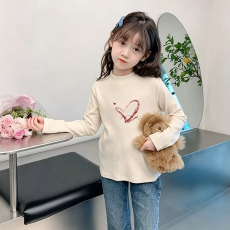 批发儿童半高领德绒打底衫秋冬内搭女童装长袖T恤秋冬百搭洋气上衣