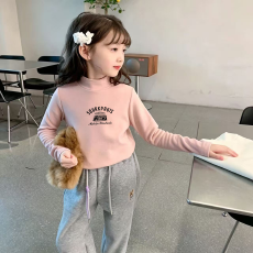 批发儿童半高领德绒打底衫秋冬内搭女童装长袖T恤秋冬百搭洋气上衣