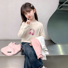 批发儿童半高领德绒打底衫秋冬内搭女童装长袖T恤秋冬百搭洋气上衣