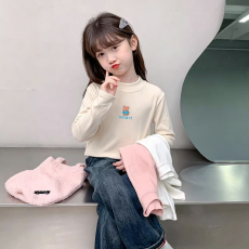批发儿童半高领德绒打底衫秋冬内搭女童装长袖T恤秋冬百搭洋气上衣