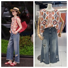 批发华丽微微破洞<b class='q'>牛仔</b>夏季新款显瘦百搭休闲破洞<b class='q'>牛仔</b>裤K1484