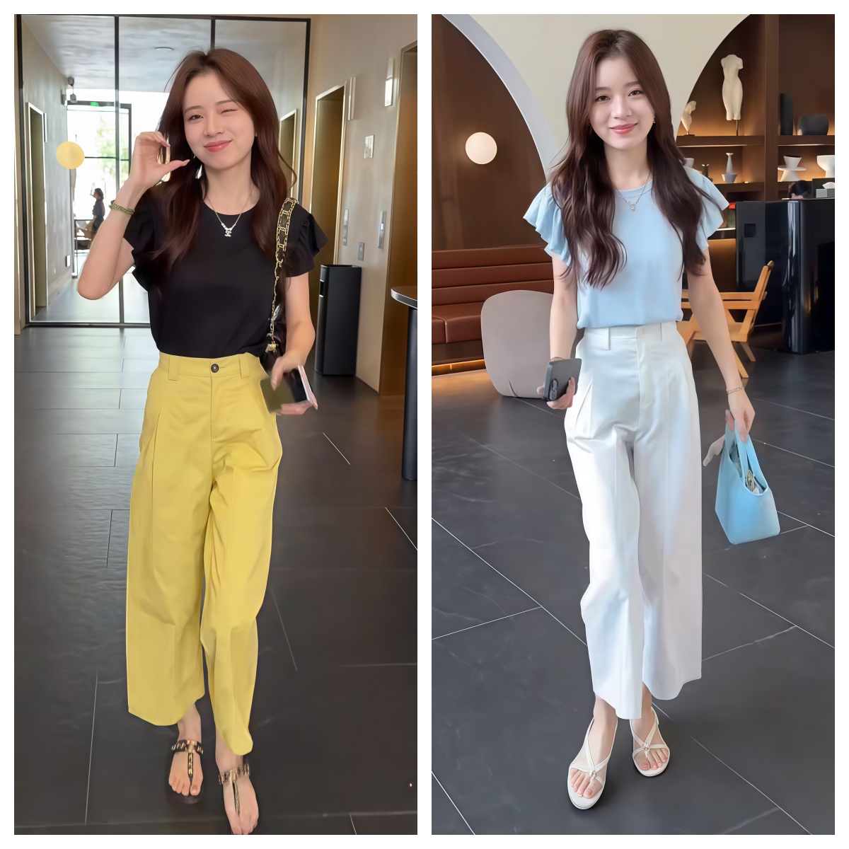 FA34824# 婷婷推荐夏季新薄款高腰显瘦休闲裤百搭直筒阔腿九分裤 服裝批發女裝批發服飾貨源