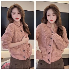 批发【陈陈私服】时尚设计感牛角扣毛衣洋气减龄长袖针织衫25110403