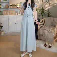 批发气质百搭短袖衬衫半身裙套装女夏季新款韩版时尚高腰中长裙两件套