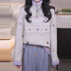 批发韩系设计感半拉链撞色立领针织衫女2026春季新款休闲显瘦百搭上衣