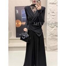 批发秋<b class='q'>冬</b>法式V领不规则半高领蕾丝磨毛打底上衣