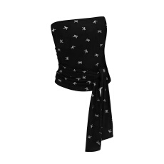 批发黑色抹胸背心女<b class='q'>夏</b>季穿搭蝴蝶结设计感绑带无袖背心修身显瘦上衣潮