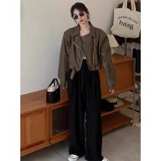 批发复古pu皮衣外套女2026<b class='q'>春</b>季小个子时尚百搭显瘦机车皮短款夹克上衣