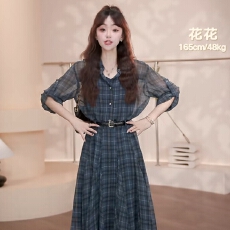 批发新款夏季显 瘦百搭针梭<b class='q'>连衣裙</b>