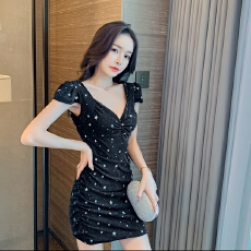 批发夜场女装连衣裙性感KTⅴ公主服小姐服修身洗浴桑拿技师包臀工作服