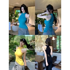 批发F PROJECTchil撩人双系带<b class='q'>不规则</b>半高领针织高级感背心上衣女C37