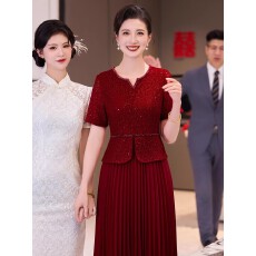 批发五一妈妈婚宴礼服年轻高贵婚礼<b class='q'>连衣裙</b>2026新款喜婆婆礼服结婚短袖