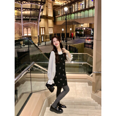 批发杨杨YANGRUOYU 11/10【冬日蝶序】法式衬衫女叠穿甜美<b class='q'>背心连衣裙</b>