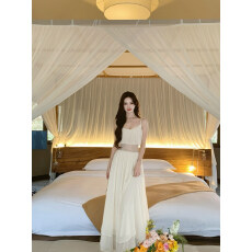 批发JustQin 3/29【春日小白裙】 2026新款夏装性感收腰白色连衣裙女