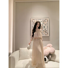 批发JustQin 3/29【仲夏美学】夏装手工穿珠上衣气质小衫半身裙两件套