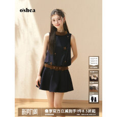 批发shea原牛蓝仿牛仔<b class='q'>无袖</b>连衣裙女2026新款夏高级感复古a字背心短裙