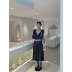 批发DHU大<b class='q'>花</b>【韩女随穿】棉芭蕾风三件套V领扭结显瘦叠穿撞色针织套装