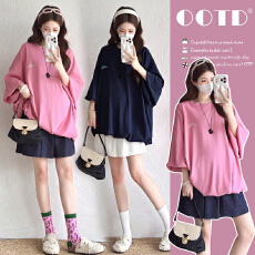 批发实拍<b class='q'>夏</b>季新品2026时尚潮流休闲宽松减龄圆领气质T孕妇中长款T恤