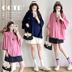 批发实拍<b class='q'>夏</b>季新品2026时尚潮流休闲宽松减龄圆领气质T孕妇中长款T恤