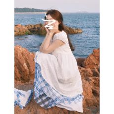批发夏季法式氛围感叠穿白色<b class='q'>连衣裙</b>子套装时尚洋气减龄显瘦遮肉<b class='q'>两件套</b>