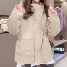 批发连帽冲锋衣<b class='q'>女</b>小个子防水棒球服短外套春秋<b class='q'>夹克</b>上衣<b class='q'>女</b>百搭工装风衣