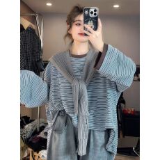 批发高弹爽棉索洛<b class='q'>纳</b>圆领长袖 单件条纹 没有披肩